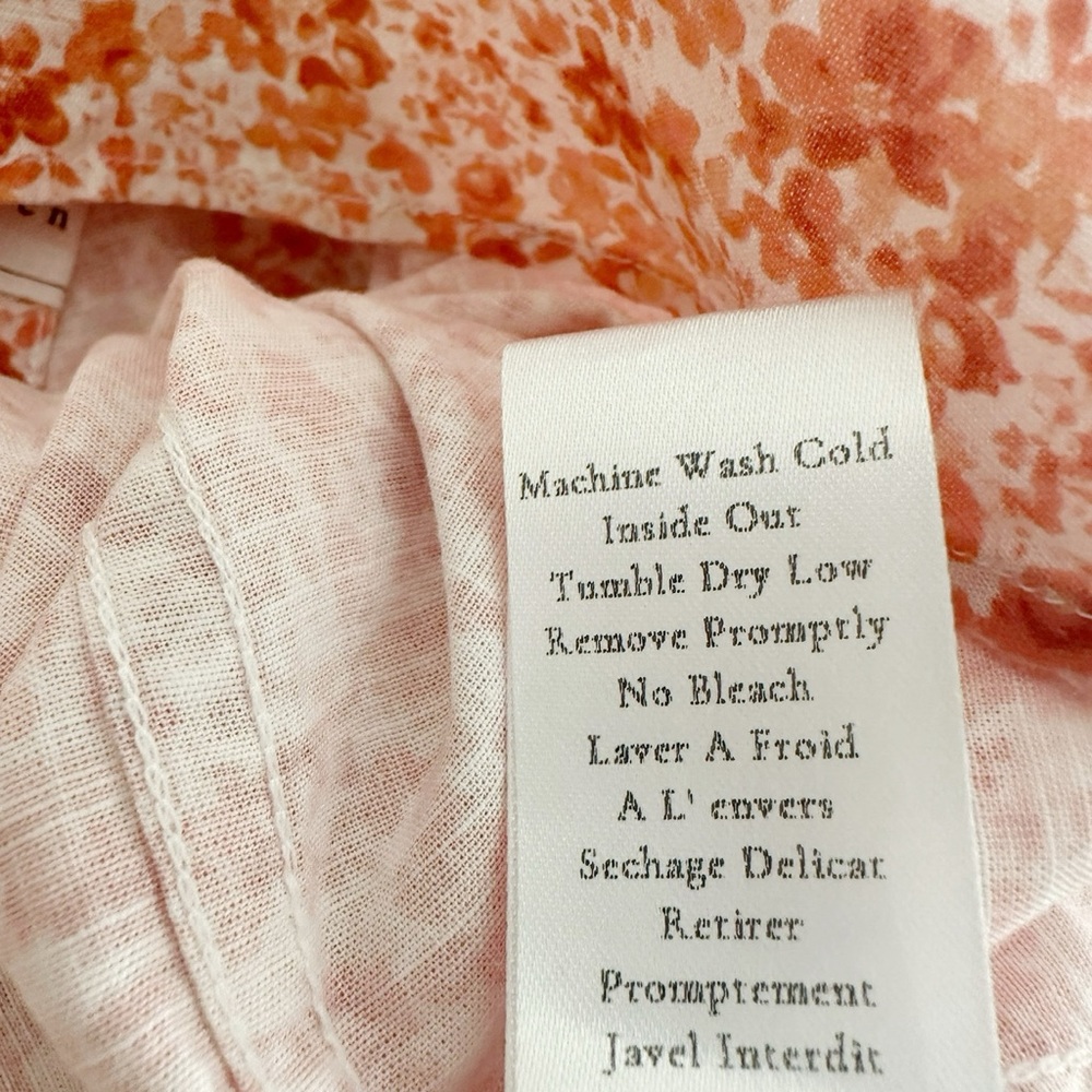 NEW Frank & Eileen Finbar Relaxed Button-down Shirt in Peach Floral Size S - Picture 15 of 17